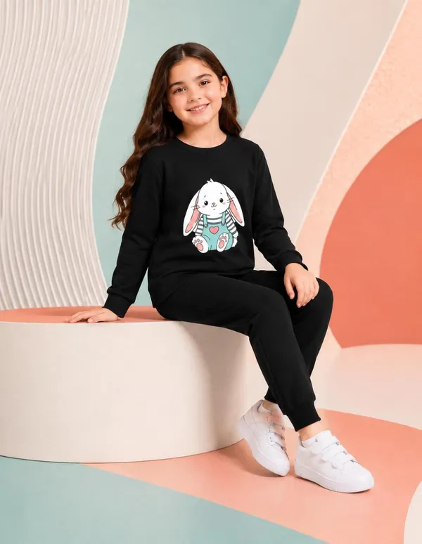 NUSYL_Girls_Black_Teddy_Printed_Cotton_Blend_T-shirts_and_Joggers_|_Girls's_Regular_Length_T-shirts_and_Regular_Jogger