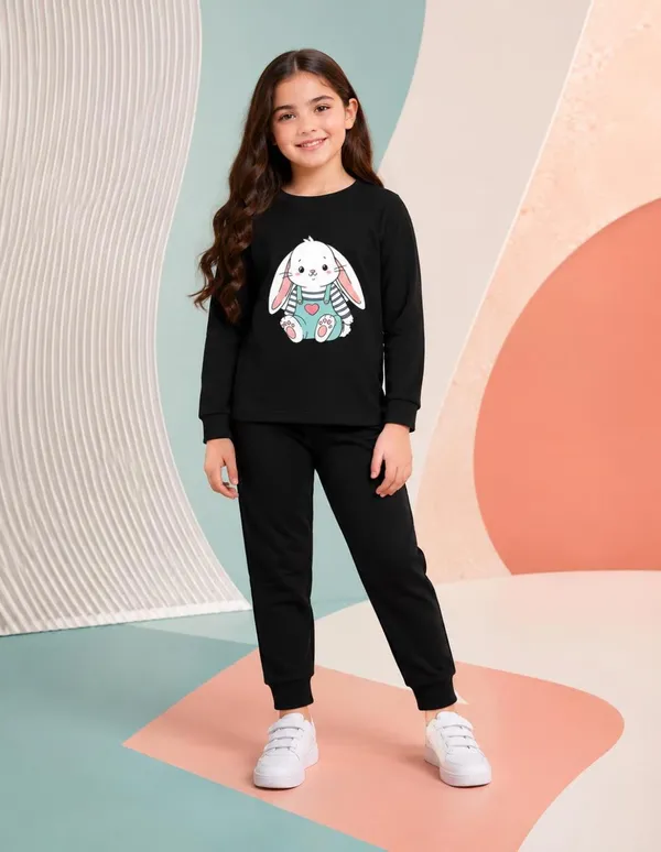 NUSYL_Girls_Black_Teddy_Printed_Cotton_Blend_T-shirts_and_Joggers_|_Girls's_Regular_Length_T-shirts_and_Regular_Jogger