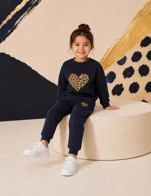 NUSYL_Girls_Navy_Heart_Printed_Cotton_Blend_T-shirts_and_Joggers_|_Girls's_Regular_Length_T-shirts_and_Regular_Jogger