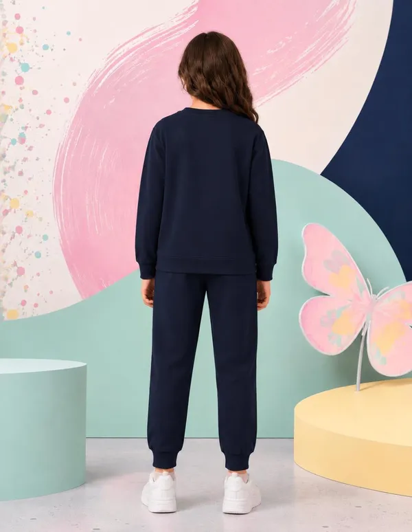 NUSYL_Girls_Navy_Butterfly_Printed_Cotton_Blend_T-shirts_and_Joggers_|_Girls's_Regular_Length_T-shirts_and_Regular_Jogger