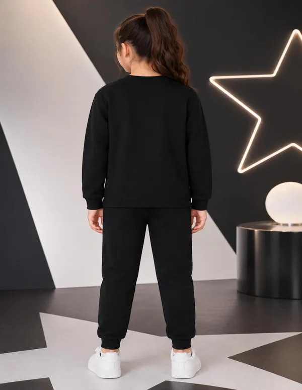 NUSYL_Girls_Black_Star_Girl_Text_Printed_Cotton_Blend_T-shirts_and_Joggers_|_Girls's_Regular_Length_T-shirts_and_Regular_Jogger