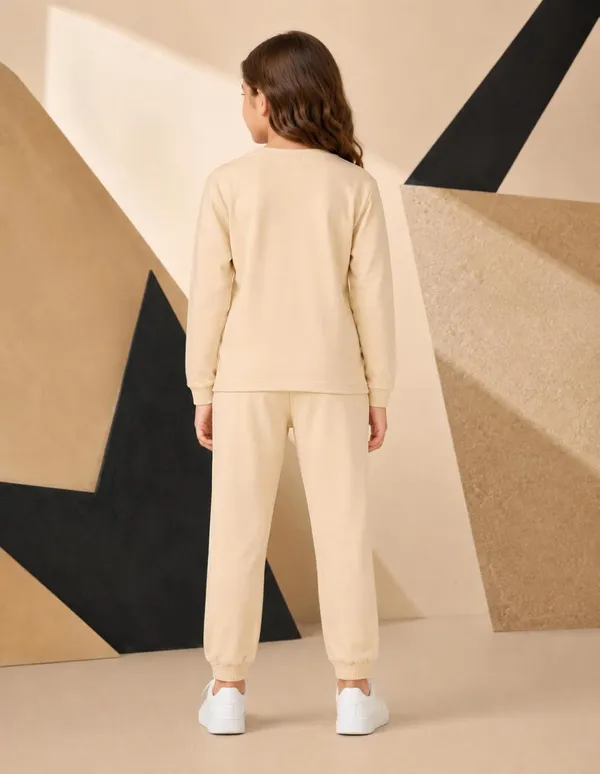 NUSYL_Girls_Beige_Star_Girl_Text_Printed_Cotton_Blend_T-shirts_and_Joggers_|_Girls's_Regular_Length_T-shirts_and_Regular_Jogger