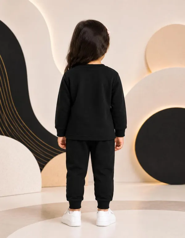 NUSYL_Girls_Black_Cat_Printed_Cotton_Blend_T-shirts_and_Joggers_|_Girls's_Regular_Length_T-shirts_and_Regular_Jogger