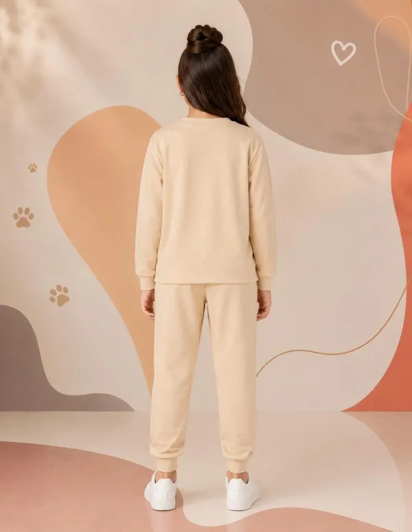 NUSYL_Girls_Beige_Cat_Printed_Cotton_Blend_T-shirts_and_Joggers_|_Girls's_Regular_Length_T-shirts_and_Regular_Jogger