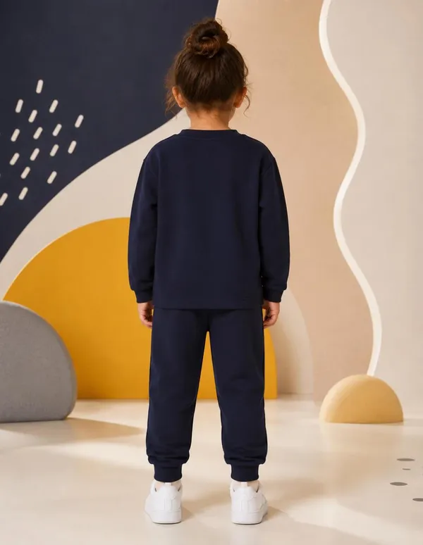 NUSYL_Girls_Navy_Cat_Printed_Cotton_Blend_T-shirts_and_Joggers_|_Girls's_Regular_Length_T-shirts_and_Regular_Jogger