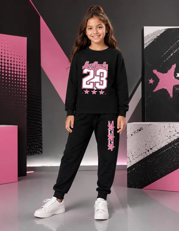 NUSYL_Girls_Black_Los_Angeles_Text_Printed_Cotton_Blend_T-shirts_and_Joggers_|_Girls's_Regular_Length_T-shirts_and_Regular_Jogger