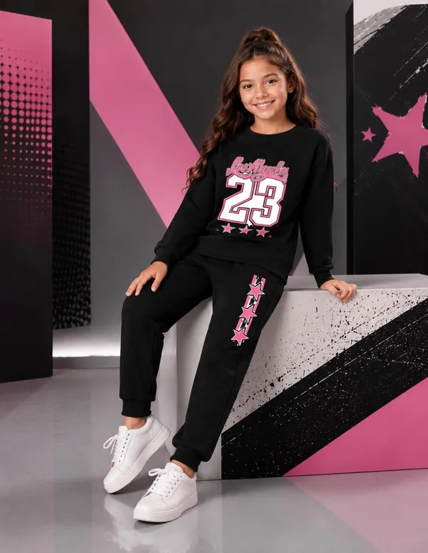 NUSYL_Girls_Black_Los_Angeles_Text_Printed_Cotton_Blend_T-shirts_and_Joggers_|_Girls's_Regular_Length_T-shirts_and_Regular_Jogger
