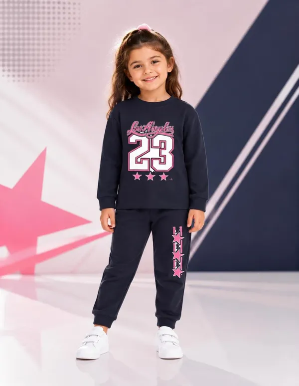 NUSYL_Girls_Navy_Los_Angeles_Text_Printed_Cotton_Blend_T-shirts_and_Joggers_|_Girls's_Regular_Length_T-shirts_and_Regular_Jogger