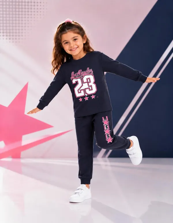 NUSYL_Girls_Navy_Los_Angeles_Text_Printed_Cotton_Blend_T-shirts_and_Joggers_|_Girls's_Regular_Length_T-shirts_and_Regular_Jogger