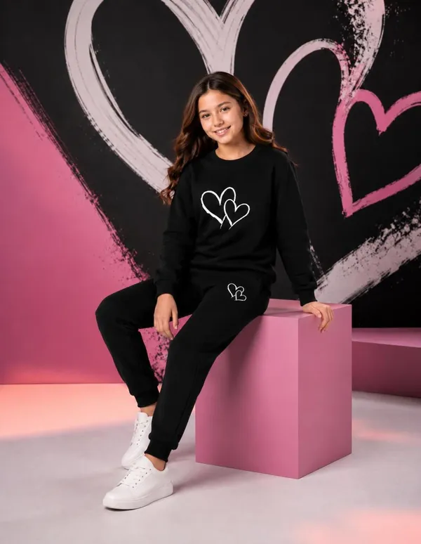 NUSYL_Girls_Black_Heart_Printed_Cotton_Blend_T-shirts_and_Joggers_|_Girls's_Regular_Length_T-shirts_and_Regular_Jogger
