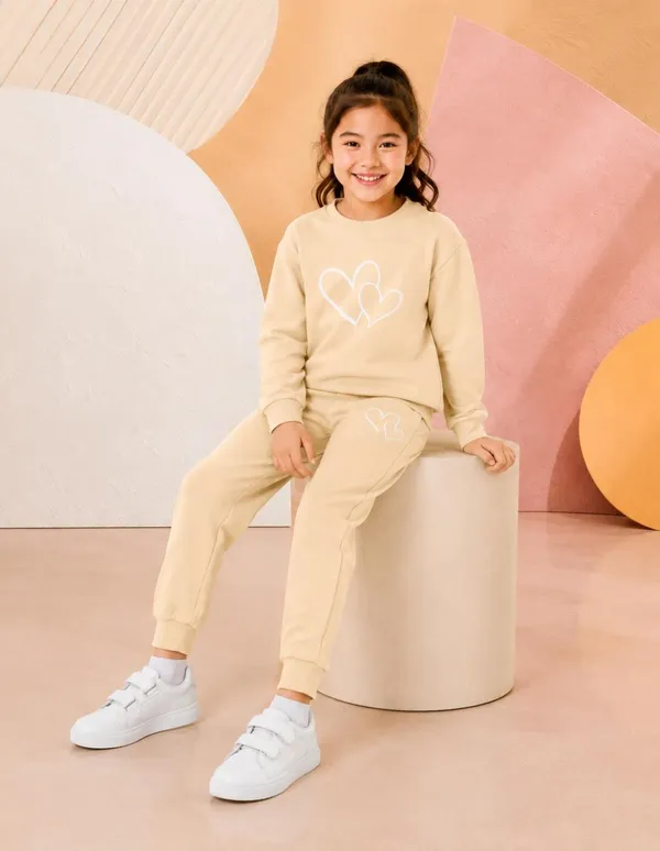 NUSYL_Girls_Beige_Heart_Printed_Cotton_Blend_T-shirts_and_Joggers_|_Girls's_Regular_Length_T-shirts_and_Regular_Jogger