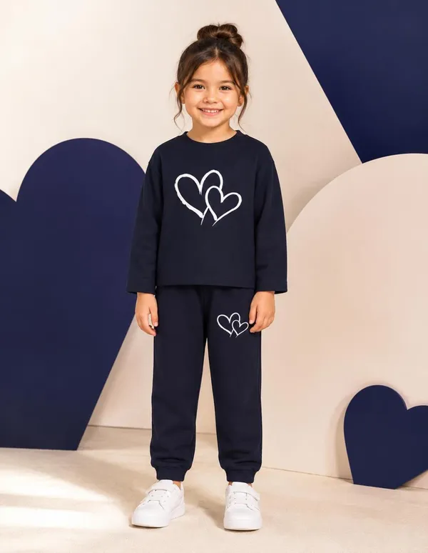 NUSYL_Girls_Navy_Heart_Printed_Cotton_Blend_T-shirts_and_Joggers_|_Girls's_Regular_Length_T-shirts_and_Regular_Jogger