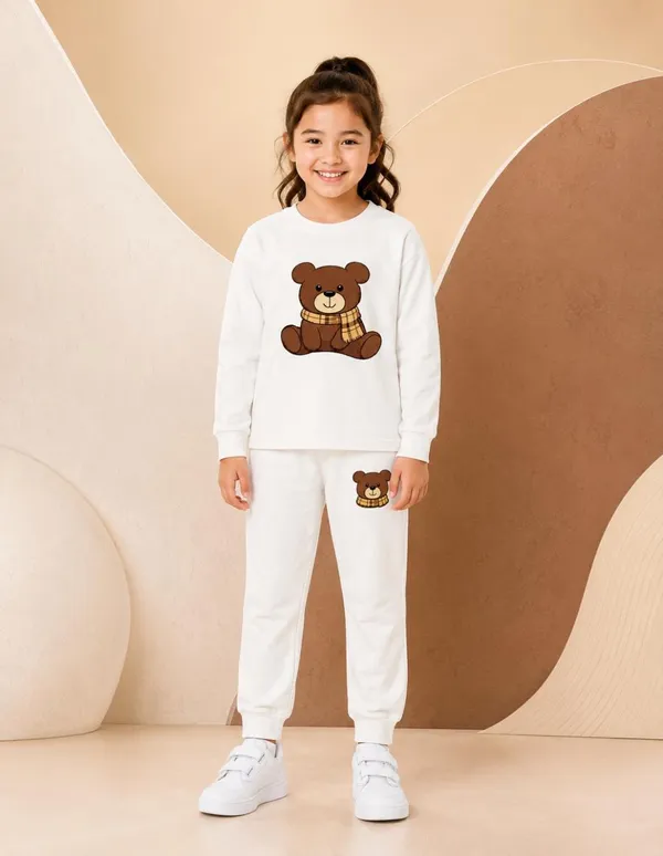 NUSYL_Girls_White_Teddy_Printed_Cotton_Blend_T-shirts_and_Joggers_|_Girls's_Regular_Length_T-shirts_and_Regular_Jogger