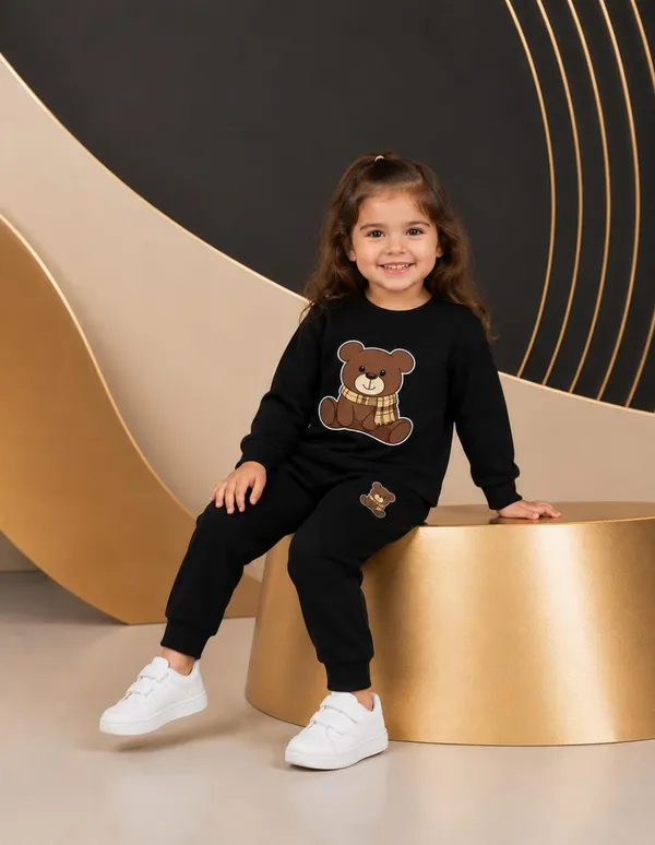 NUSYL_Girls_Black_Teddy_Printed_Cotton_Blend_T-shirts_and_Joggers_|_Girls's_Regular_Length_T-shirts_and_Regular_Jogger