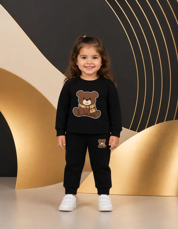 NUSYL_Girls_Black_Teddy_Printed_Cotton_Blend_T-shirts_and_Joggers_|_Girls's_Regular_Length_T-shirts_and_Regular_Jogger