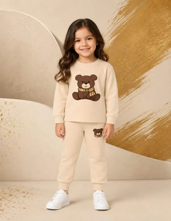 NUSYL_Girls_Beige_Teddy_Printed_Cotton_Blend_T-shirts_and_Joggers_|_Girls's_Regular_Length_T-shirts_and_Regular_Jogger