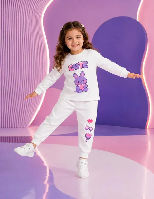NUSYL_Girls_White_Cute_Text_Printed_Cotton_Blend_T-shirts_and_Joggers_|_Girls's_Regular_Length_T-shirts_and_Regular_Jogger