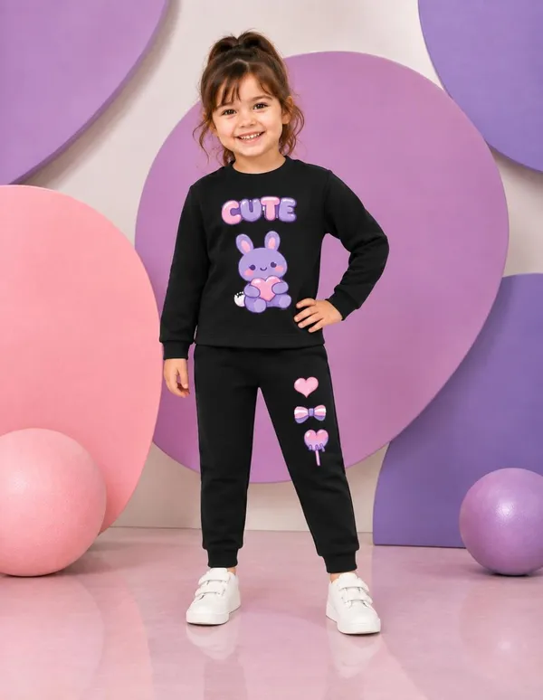 NUSYL_Girls_Black_Cute_Text_Printed_Cotton_Blend_T-shirts_and_Joggers_|_Girls's_Regular_Length_T-shirts_and_Regular_Jogger