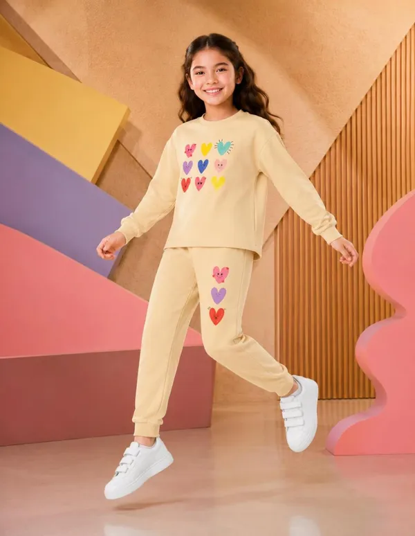 NUSYL_Girls_Beige_Heart_Printed_Cotton_Blend_T-shirts_and_Joggers_|_Girls's_Regular_Length_T-shirts_and_Regular_Jogger