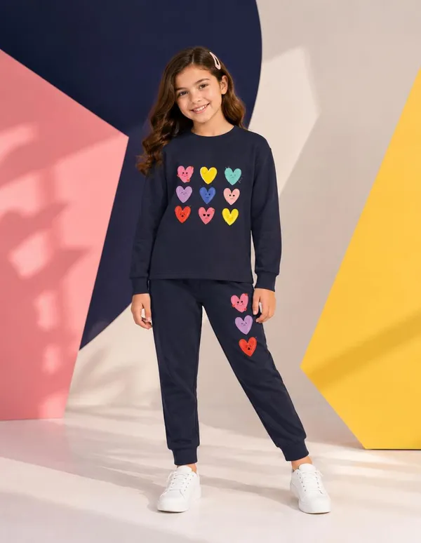NUSYL_Girls_Navy_Heart_Printed_Cotton_Blend_T-shirts_and_Joggers_|_Girls's_Regular_Length_T-shirts_and_Regular_Jogger