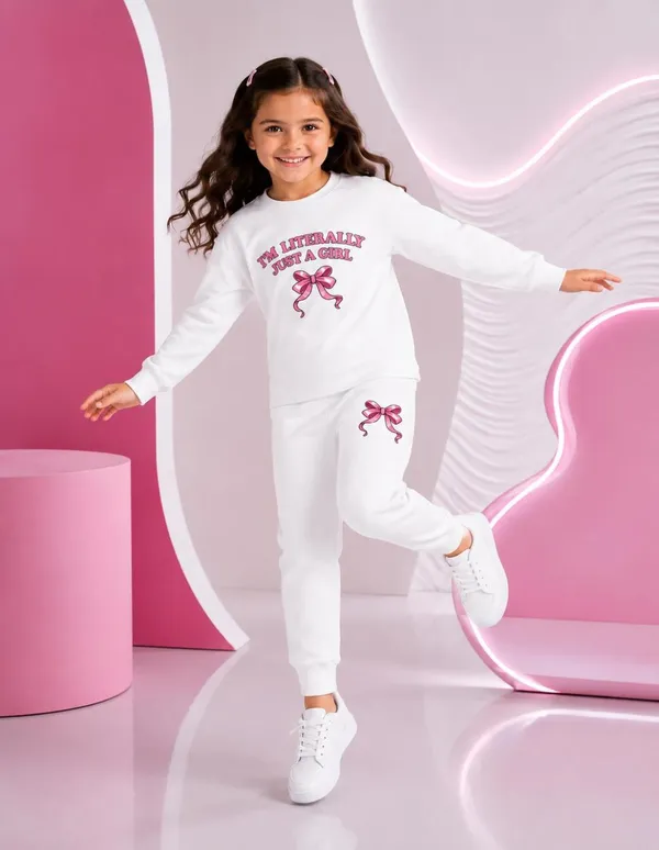 NUSYL_Girls_White_Just_a_girl_Text_Printed_Cotton_Blend_T-shirts_and_Joggers_|_Girls's_Regular_Length_T-shirts_and_Regular_Jogger
