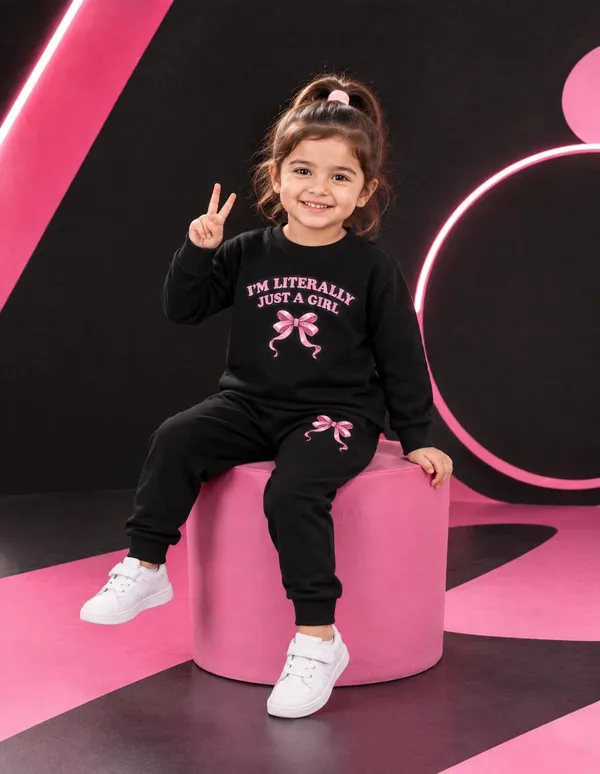 NUSYL_Girls_Black_Just_a_girl_Text_Printed_Cotton_Blend_T-shirts_and_Joggers_|_Girls's_Regular_Length_T-shirts_and_Regular_Jogger