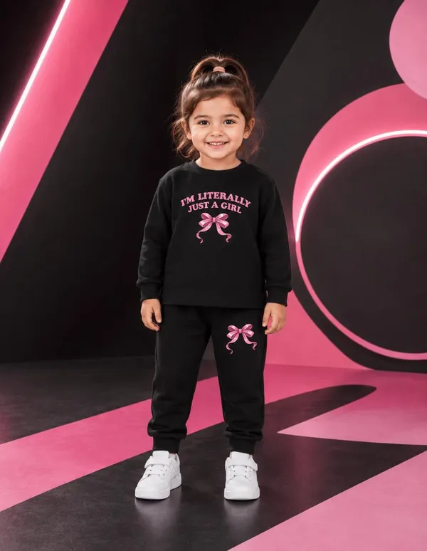 NUSYL_Girls_Black_Just_a_girl_Text_Printed_Cotton_Blend_T-shirts_and_Joggers_|_Girls's_Regular_Length_T-shirts_and_Regular_Jogger