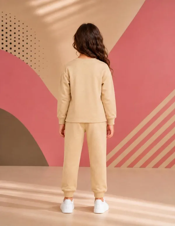 NUSYL_Girls_Beige_Just_a_girl_Text_Printed_Cotton_Blend_T-shirts_and_Joggers_|_Girls's_Regular_Length_T-shirts_and_Regular_Jogger
