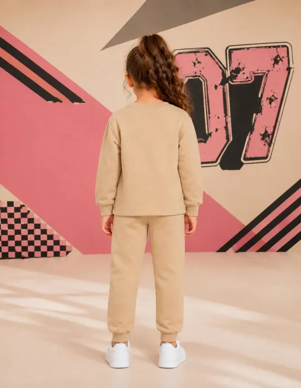 NUSYL_Girls_Beige_Little_Princess_Text_Printed_Cotton_Blend_T-shirts_and_Joggers_|_Girls's_Regular_Length_T-shirts_and_Regular_Jogger