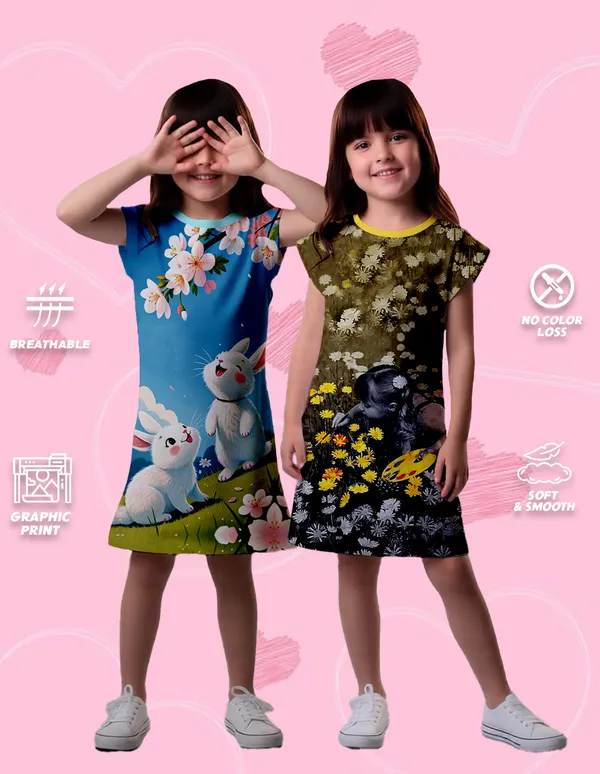 Nusyl_Girls_Yellow_&_Sky_Blue_Rabbit_Printed_&_Girl_Printed_Dresses_Pack_Of_2_Soft_&_Comfortable_Dresses_Cozy_Summer_Wear_For_Kids_&_Teen_Girls