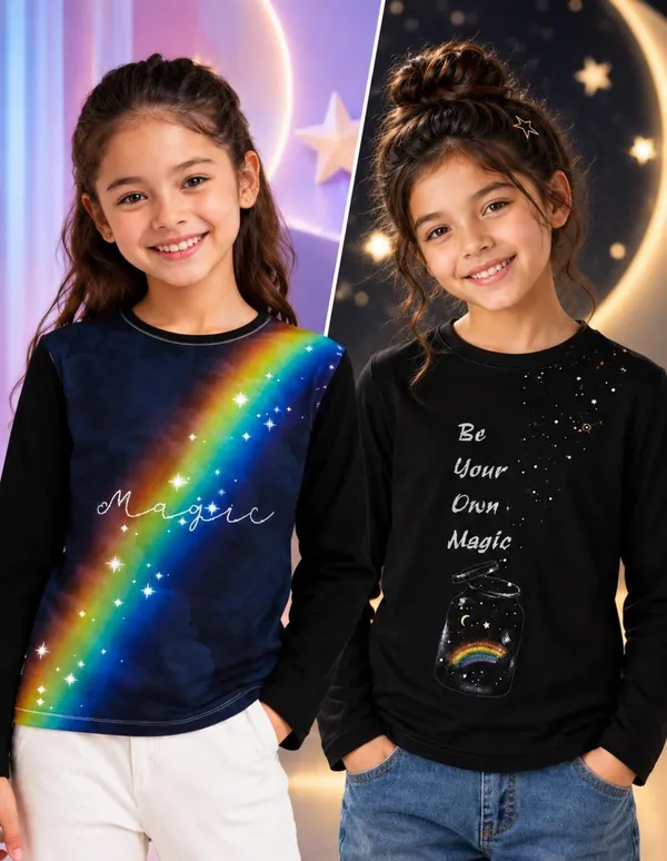 Nusyl_Girls_Pack_of_2_Black_Magic_Text_Printed_&_Magic_Text_Printed_Full_Sleeve_Tshirts