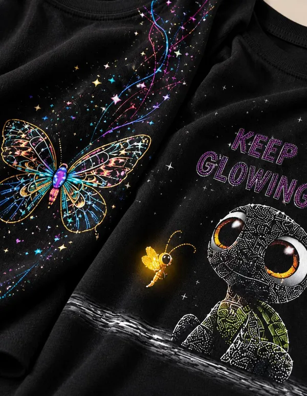Nusyl_Girls_Pack_of_2_Black_Butterfly_Printed_&_Keep_Glowing_Text_Printed_Full_Sleeve_Tshirts