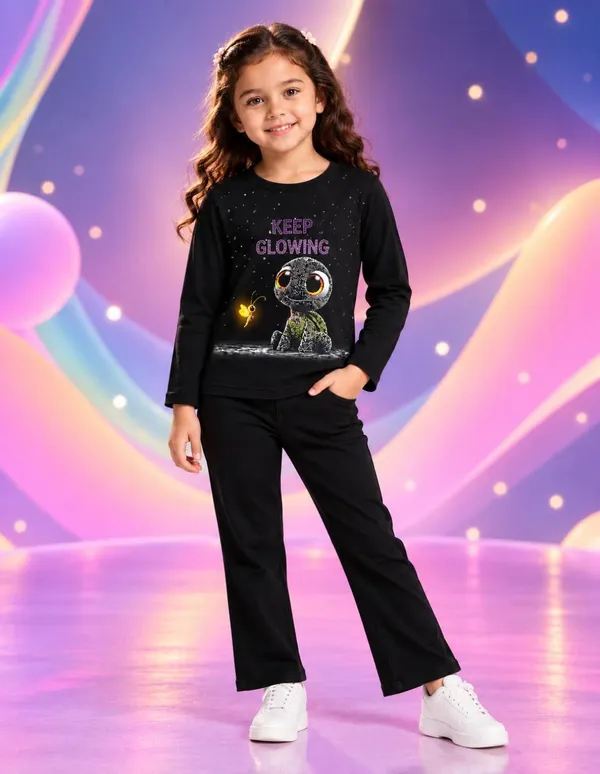 Nusyl_Girls_Pack_of_2_Black_Butterfly_Printed_&_Keep_Glowing_Text_Printed_Full_Sleeve_Tshirts