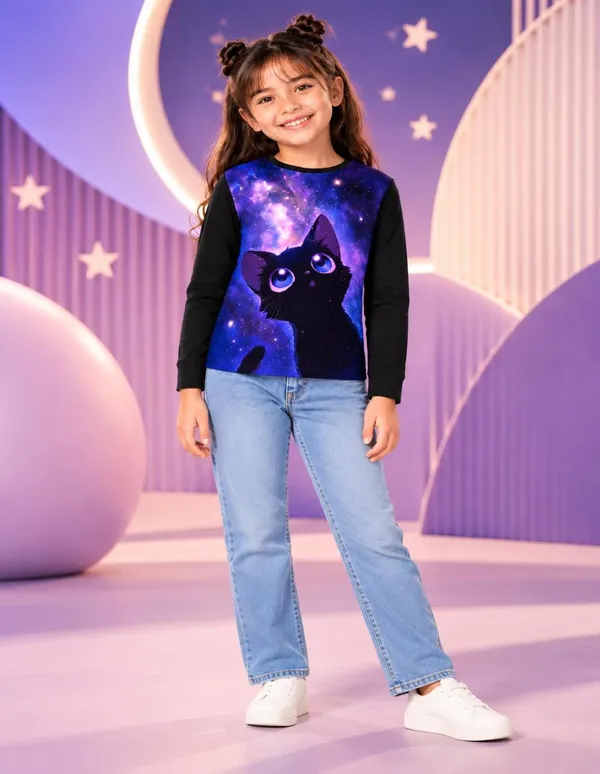 Nusyl_Girls_Pack_of_2_Black_Cat_Printed_&_Hands_Printed_Full_Sleeve_Tshirts