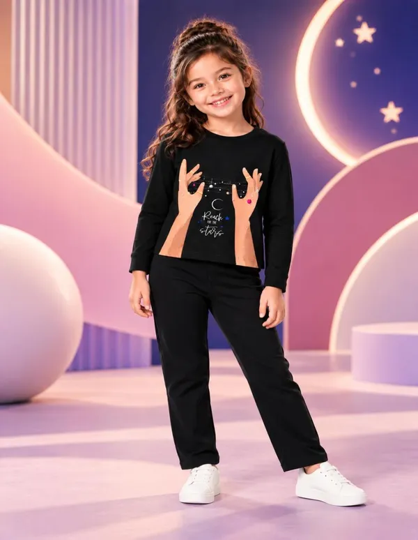 Nusyl_Girls_Pack_of_2_Black_Cat_Printed_&_Hands_Printed_Full_Sleeve_Tshirts