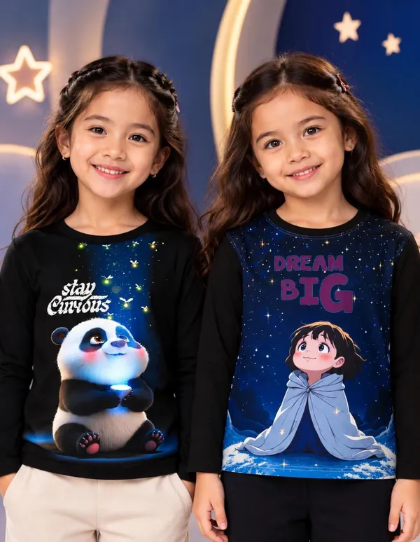 Nusyl_Girls_Pack_of_2_Black_Panda_Printed_&_Dream_Big_Text_Printed_Full_Sleeve_Tshirts