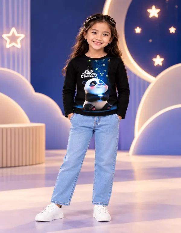 Nusyl_Girls_Pack_of_2_Black_Panda_Printed_&_Dream_Big_Text_Printed_Full_Sleeve_Tshirts