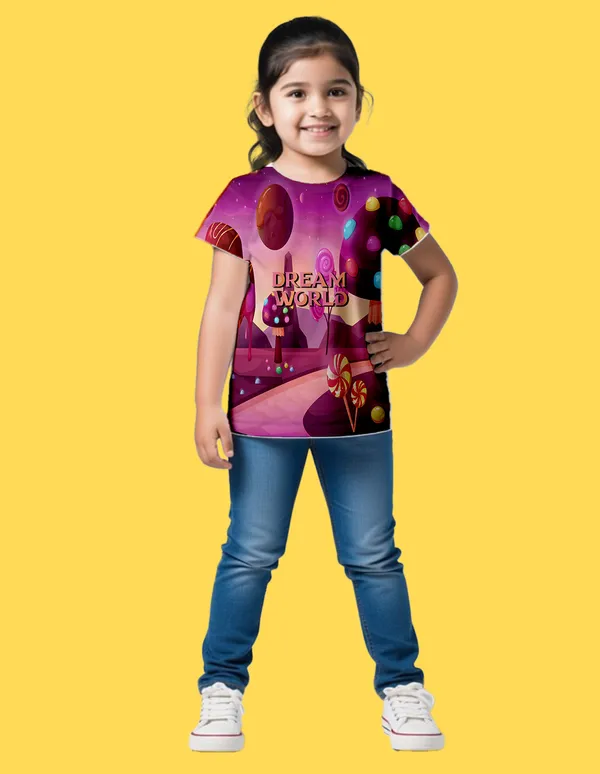 Nusyl_Girl_White_Dream_World_Text_Printed_&_Loved_Text_Printed_Half_Sleeves_Pack_Of_2_T_Shirts_Soft_&_Comfortable_Half_Sleeve_T_Shirts_Cozy_Summer_Wear_For_Kids_&_Teen_Girls