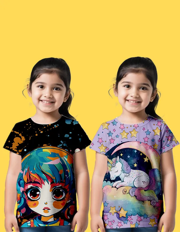 Nusyl_Girl_Black_&_Lilac_Girl_Printed_&_Unicorn_Printed_Half_Sleeves_Pack_Of_2_T_Shirts_Soft_&_Comfortable_Half_Sleeve_T_Shirts_Cozy_Summer_Wear_For_Kids_&_Teen_Girls
