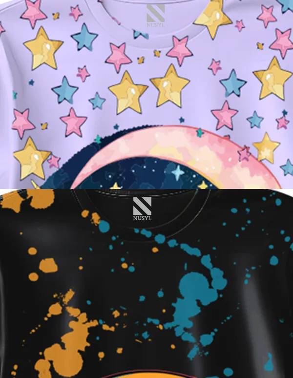 Nusyl_Girl_Black_&_Lilac_Girl_Printed_&_Unicorn_Printed_Half_Sleeves_Pack_Of_2_T_Shirts_Soft_&_Comfortable_Half_Sleeve_T_Shirts_Cozy_Summer_Wear_For_Kids_&_Teen_Girls