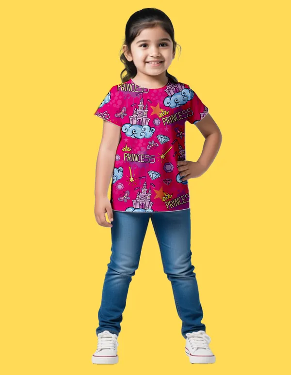 Nusyl_Girl_Black_&_Hot_Pink_Princess_Text_Printed_&_Girl_Printed_Half_Sleeves_Pack_Of_2_T_Shirts_Soft_&_Comfortable_Half_Sleeve_T_Shirts_Cozy_Summer_Wear_For_Kids_&_Teen_Girls