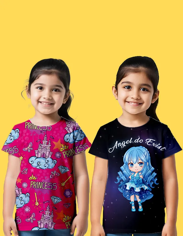 Nusyl_Girl_Black_&_Hot_Pink_Princess_Text_Printed_&_Girl_Printed_Half_Sleeves_Pack_Of_2_T_Shirts_Soft_&_Comfortable_Half_Sleeve_T_Shirts_Cozy_Summer_Wear_For_Kids_&_Teen_Girls