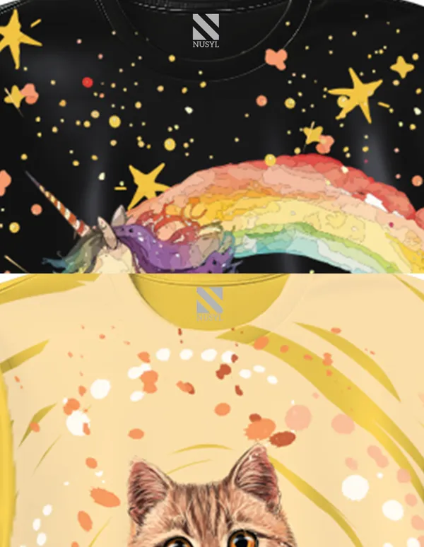 Nusyl_Girl_Black_&_Yellow_Unicorn_Printed_&_Cat_Printed_&_Dog_Printed_Half_Sleeves_Pack_Of_2_T_Shirts_Soft_&_Comfortable_Half_Sleeve_T_Shirts_Cozy_Summer_Wear_For_Kids_&_Teen_Girls