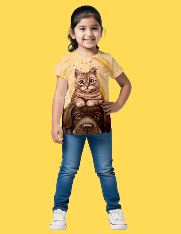Nusyl_Girl_Black_&_Yellow_Unicorn_Printed_&_Cat_Printed_&_Dog_Printed_Half_Sleeves_Pack_Of_2_T_Shirts_Soft_&_Comfortable_Half_Sleeve_T_Shirts_Cozy_Summer_Wear_For_Kids_&_Teen_Girls