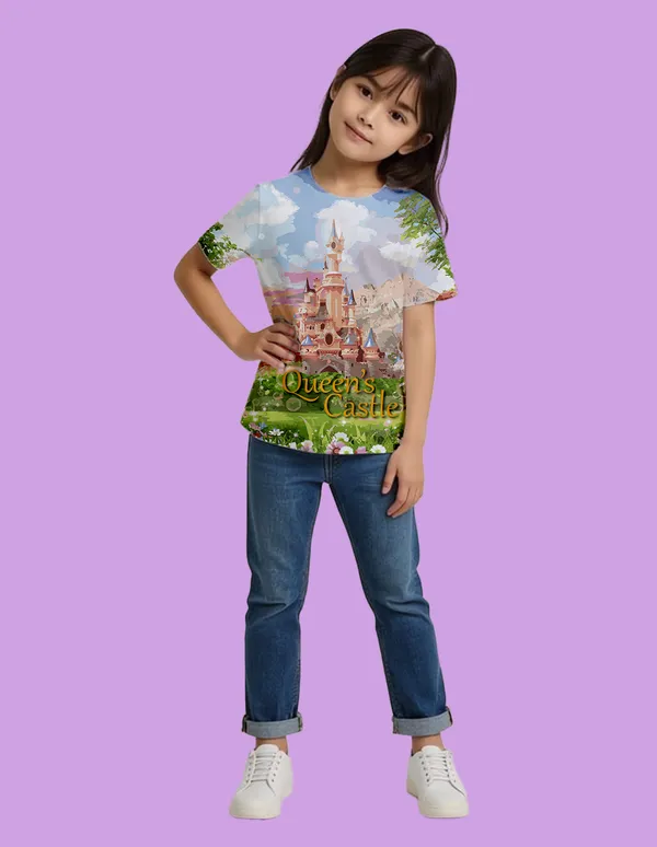 Nusyl_Girl_White_Cat_Printed_&_Queen'S_Castle_Text_Printed_Half_Sleeves_Pack_Of_2_T_Shirts_Soft_&_Comfortable_Half_Sleeve_T_Shirts_Cozy_Summer_Wear_For_Kids_&_Teen_Girls