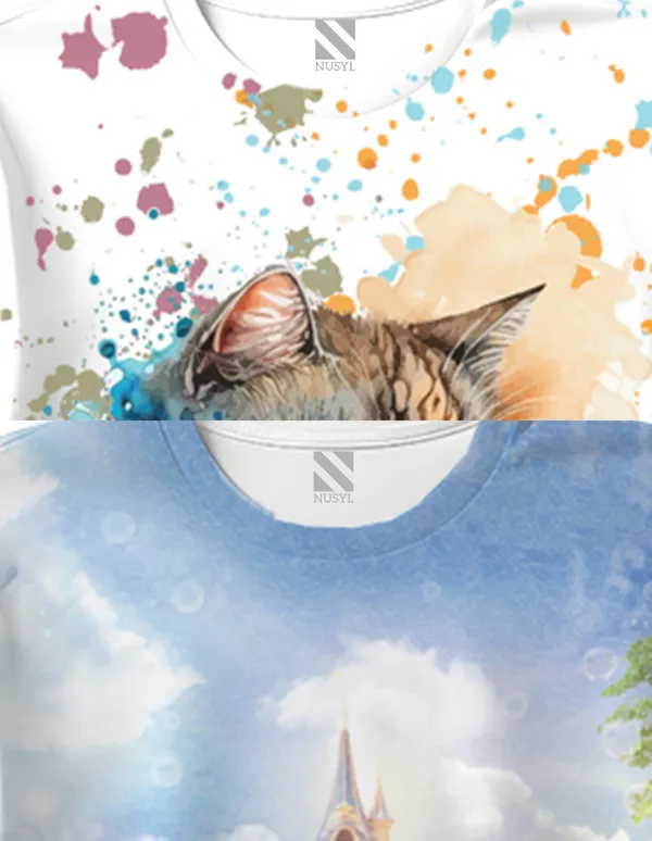 Nusyl_Girl_White_Cat_Printed_&_Queen'S_Castle_Text_Printed_Half_Sleeves_Pack_Of_2_T_Shirts_Soft_&_Comfortable_Half_Sleeve_T_Shirts_Cozy_Summer_Wear_For_Kids_&_Teen_Girls
