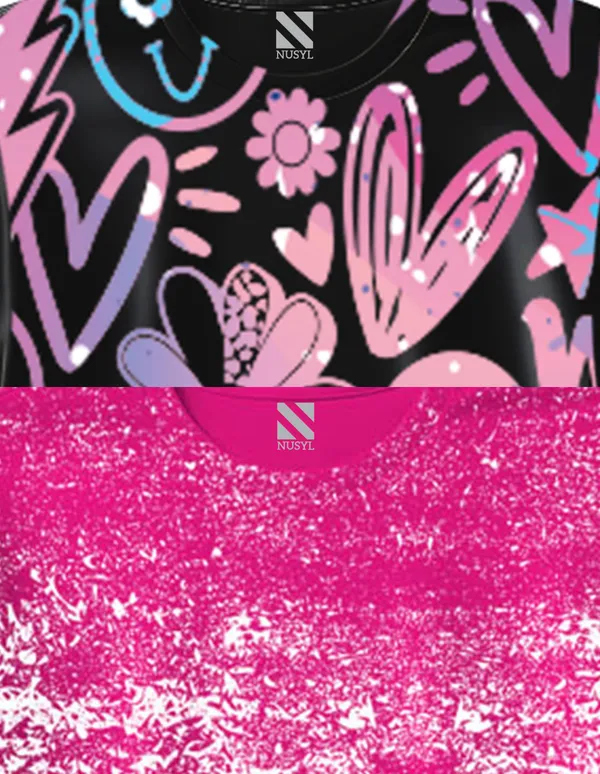 Nusyl_Girl_Black_&_Hot_Pink_Smile_Printed_&_Girl_Printed_Half_Sleeves_Pack_Of_2_T_Shirts_Soft_&_Comfortable_Half_Sleeve_T_Shirts_Cozy_Summer_Wear_For_Kids_&_Teen_Girls