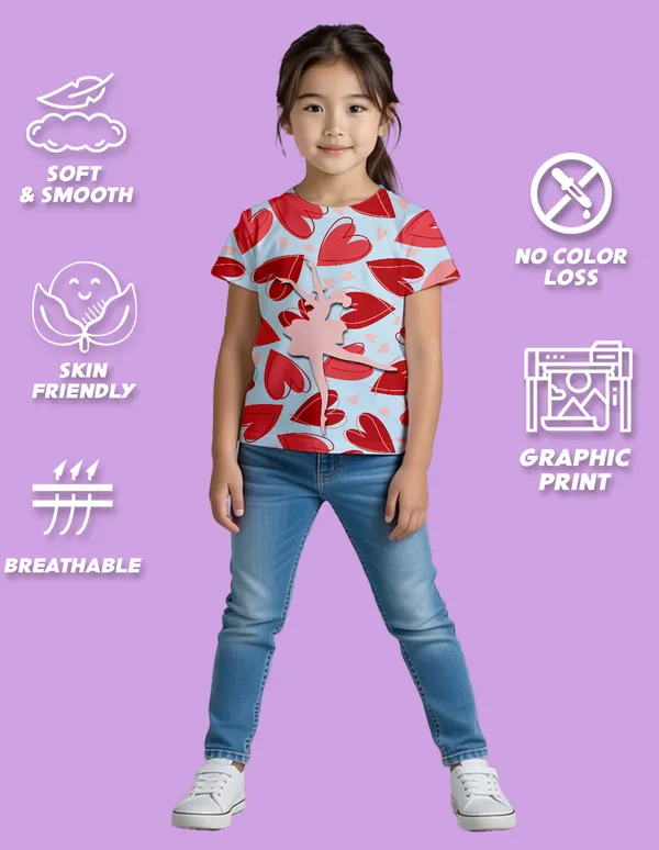 Nusyl_Girl_Hot_Pink_&_Sky_Blue_Dancing_Girl_Printed_&_Smile_Text_Printed_Half_Sleeves_Pack_Of_2_T_Shirts_Soft_&_Comfortable_Half_Sleeve_T_Shirts_Cozy_Summer_Wear_For_Kids_&_Teen_Girls
