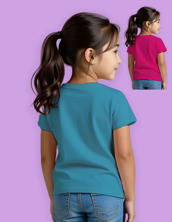 Nusyl_Girl_Hot_Pink_&_Sky_Blue_Dancing_Girl_Printed_&_Smile_Text_Printed_Half_Sleeves_Pack_Of_2_T_Shirts_Soft_&_Comfortable_Half_Sleeve_T_Shirts_Cozy_Summer_Wear_For_Kids_&_Teen_Girls