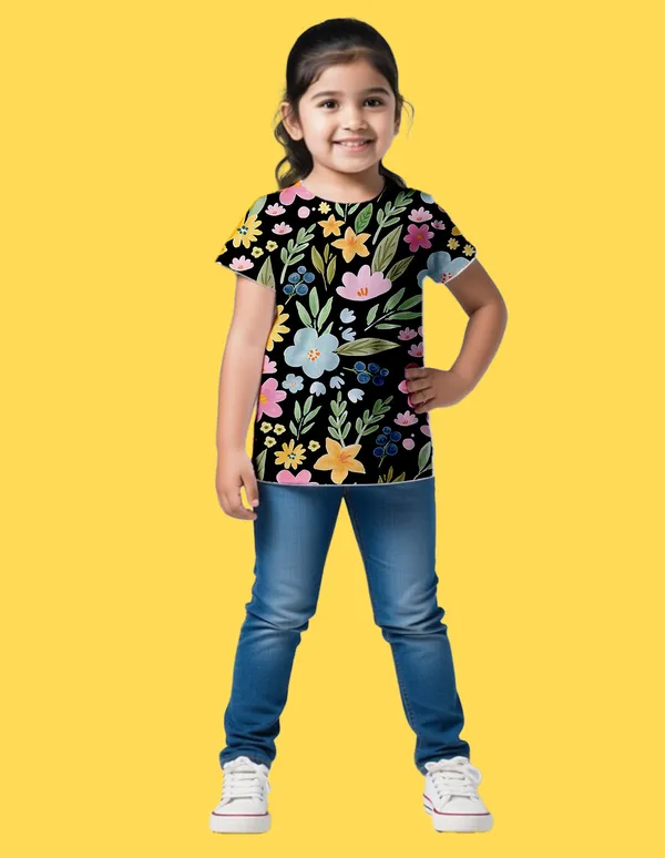 Nusyl_Girl_Black_&_Hot_Pink_Flower_Printed_&_Princess_Text_Printed_Half_Sleeves_Pack_Of_2_T_Shirts_Soft_&_Comfortable_Half_Sleeve_T_Shirts_Cozy_Summer_Wear_For_Kids_&_Teen_Girls